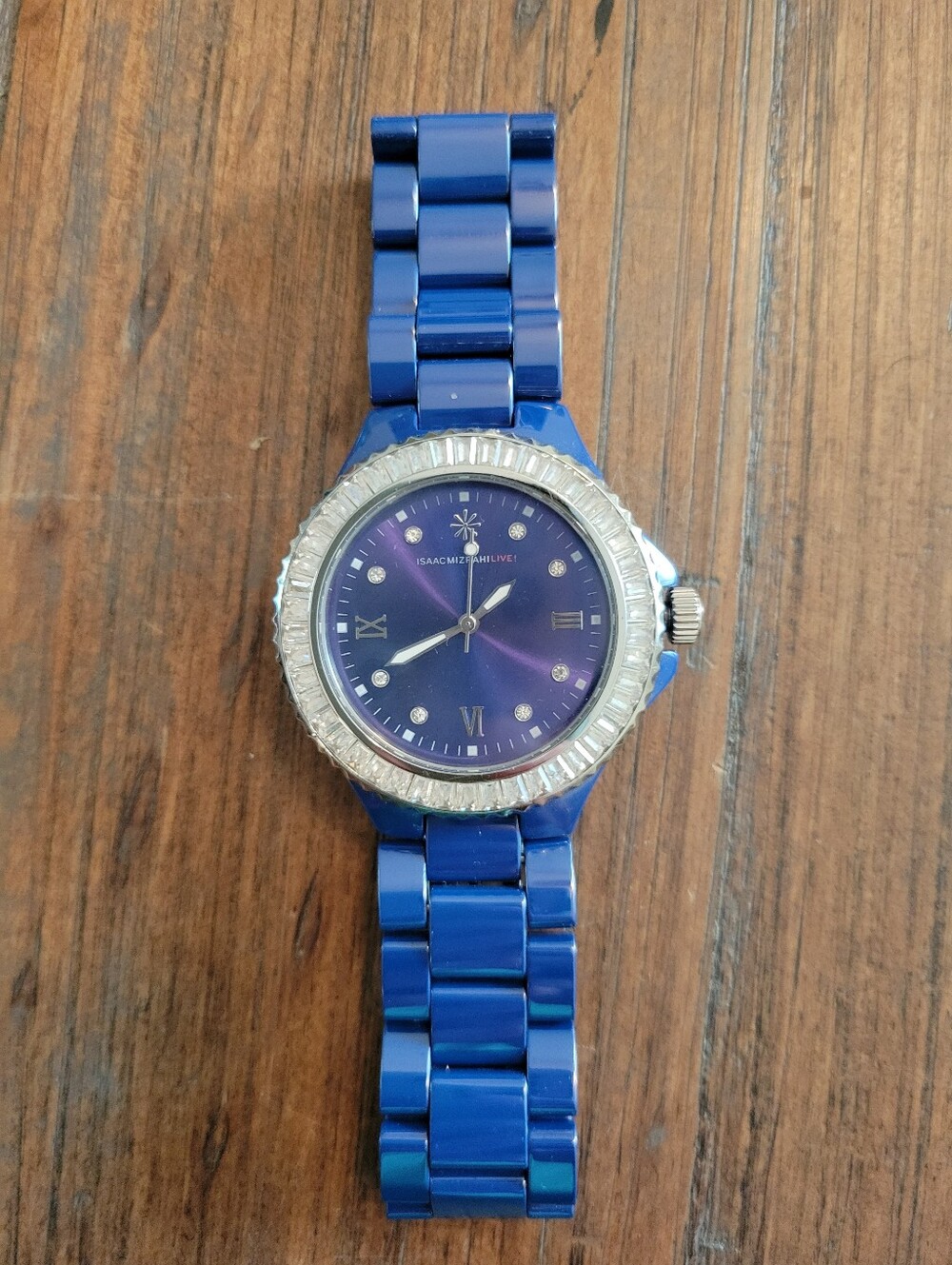 Isaac Mizrahi Blue Ceramic Link Watch